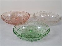 3 Indiana Glass Console Bowls