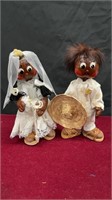 Oil Cloth Bride and Groom Mexican Dolls