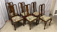 Antique Queen Anne Pad Feet Dining Chairs - 6