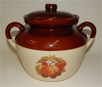 Brown McCoy Crock Cookie Jar with Apples Cherries