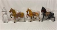 Vintage Flocked Plastic 7-1/2" t Horses w Saddles