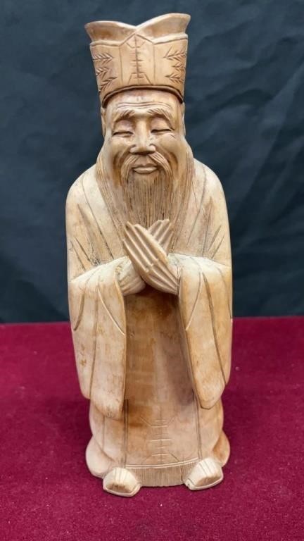 Vintage Monk Wooden Sculpture