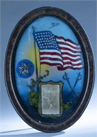 WW1 U.S. reverse painted framed photograph