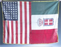 Interwar U.S. and Italy friendship linen flag