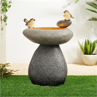 Zen Style Faux Stone Birdbath Outdoor Fountain
