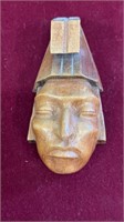 Aztec Wooden Hand Carved Head Statue Display