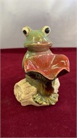 Ceramic Green Frog Display Statue