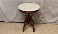 Antique Victorian Round Table w Italian Marble Top