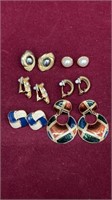 Lot of 6 Stylish Gold Tone Earrings for Women