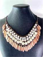 17" Vint. "Graziano" Signed Copper/Pearl Necklace