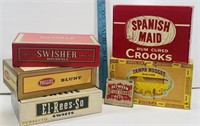 5 Vintage Cigar Boxes & Tin Case