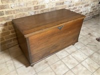 Wooden storage chest with tray
