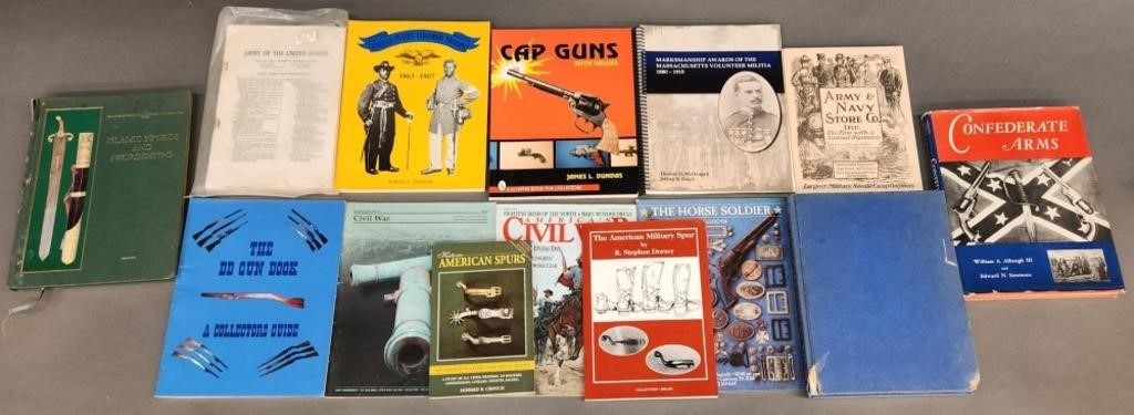 Books on militaria, firearms, and cap guns