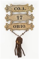 CIVIL WAR 17TH OHIO COMPANY A LADDER BADGE