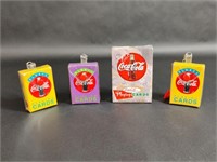 Three Coca-Cola Cards Keychain & Playing Cards