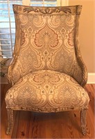 Modern King Louis Style French Armchair Carved