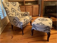 Lovely Design Wingback Accent Chair w/ Foot Stool