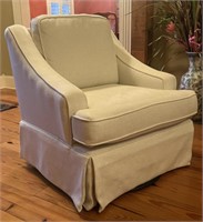Fine & Smooth Fabric Cream White Armchair