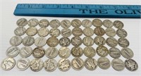 (50) 1940s Mercury Silver Dimes