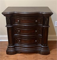 Beautiful 3-Drawer Solid Dark Wood Side Table 2