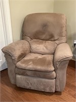 Tan Upholstered Rocking Recliner Comfortable Chair