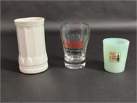 Two Coca-Cola Shot Glasses and One Small Cup