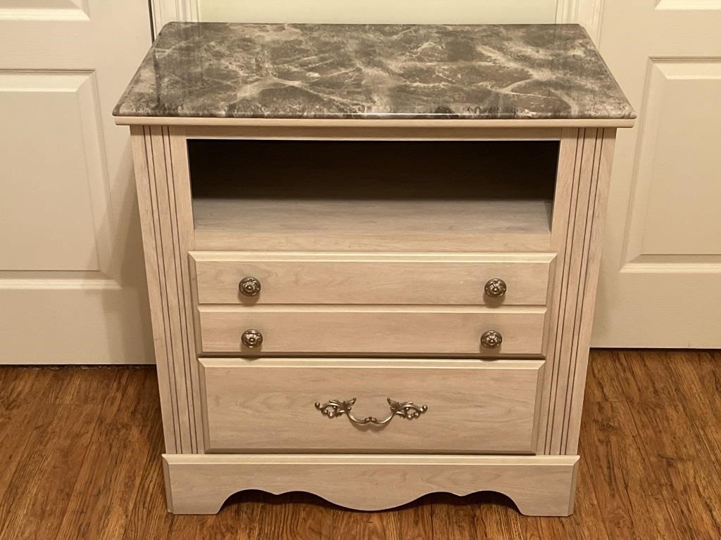 Gorgeous Marble Top TV Chest with Drawers