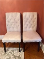 2 Beautiful Tufted White Accent/Dining Chairs