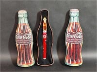 Two Coca-Cola Bottle Shaped Tins, One with Pen