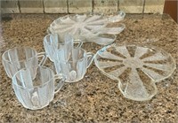 Set of Jeanette Glass Dewdrop Plates(4) & Cups(4)