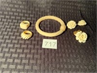 Genuine Ivory Bracelet Earrings Brooch & Rings