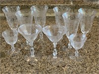 Frosted Crystal Glasses Set - 6 Tea, 2 Champagne,