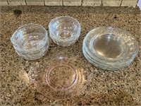 Miscellaneous Glass - 8 Salad Plates, 6 Bowls, 1