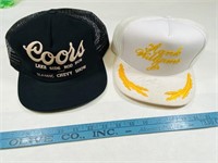 2 Trucker Hats - Coors & Autographed Hank