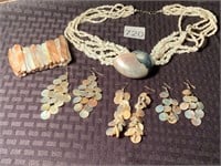 Shell & Mother Of Pearl Necklace Earrings &