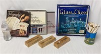 Calligraphy Set, Glass Chess, Dominoes, Pencils