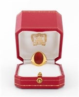 Cartier 18K Yellow Gold Carnelian Ring