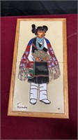 Vintage Native American Tile Art Frame