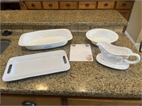 6 Pieces White Cookware - Large Dish, Trays,