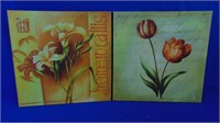 (2) Floral Prints On Canvas 24" X 24"