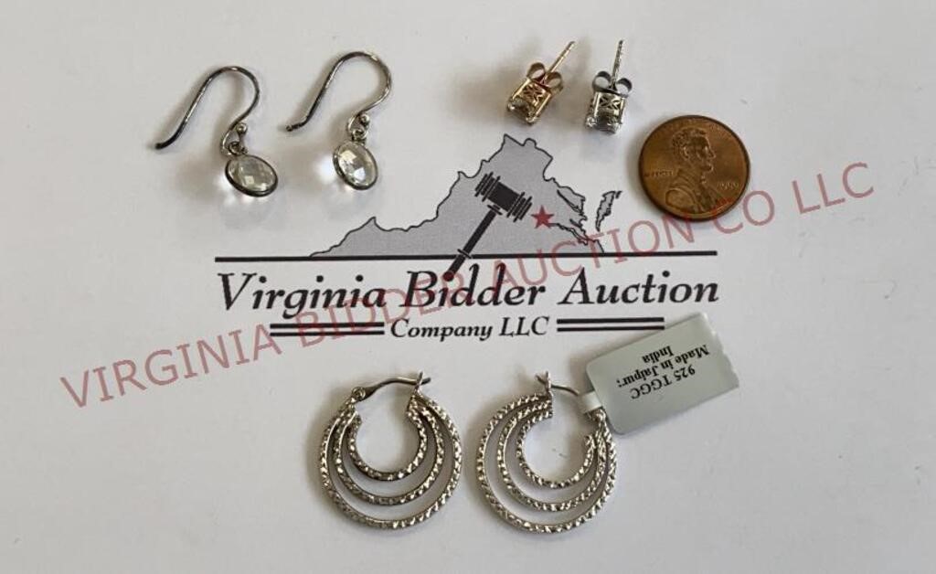 Jewelry - 925 Sterling Silver Earrings - 3 Pr