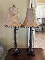Set of Brown & Gold Decorative Lamps Tassel Shades