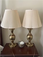 Set of Deco Golden White Lamps w/ Flower Tray