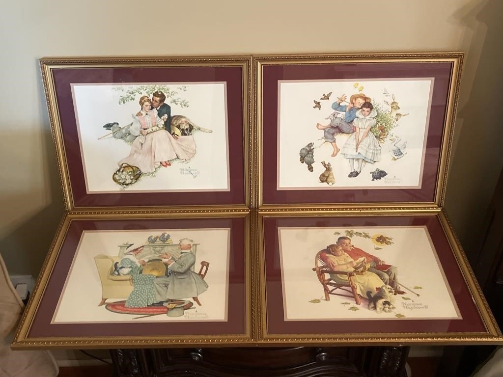 4 Norman Rockwell 14" x 18" Framed Paintings