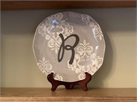 Decorative Letter "R" Plate and Display Stand