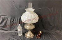 Rayo Converted Oil Lamp w Milk Glass Shade - Works