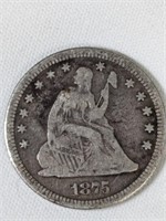 1875 USA SEATED LIBERTY QUARTER