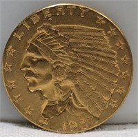 1927 USA $2.5 INDIAN HEAD GOLD COIN