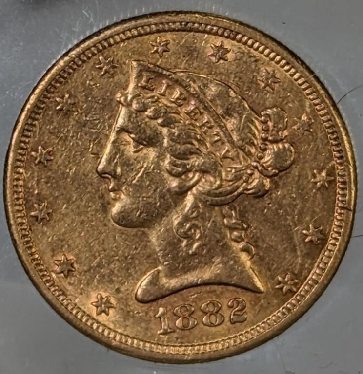 1882S EF45 $5 LIBERTY GOLD COIN