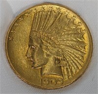 1909 $10 GOLD INDIAN HEAD COIN